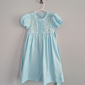 Girls Sweet Dreams Smocked Cotton Light Blue Floral Dress Cotton 2T